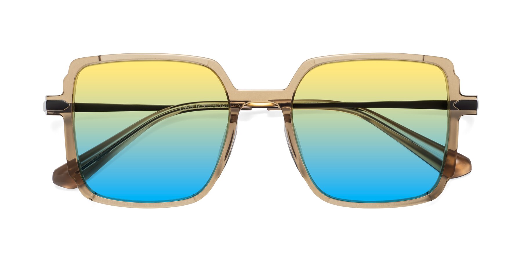 Folded Front of Darlene in Amber with Yellow / Blue Gradient Lenses