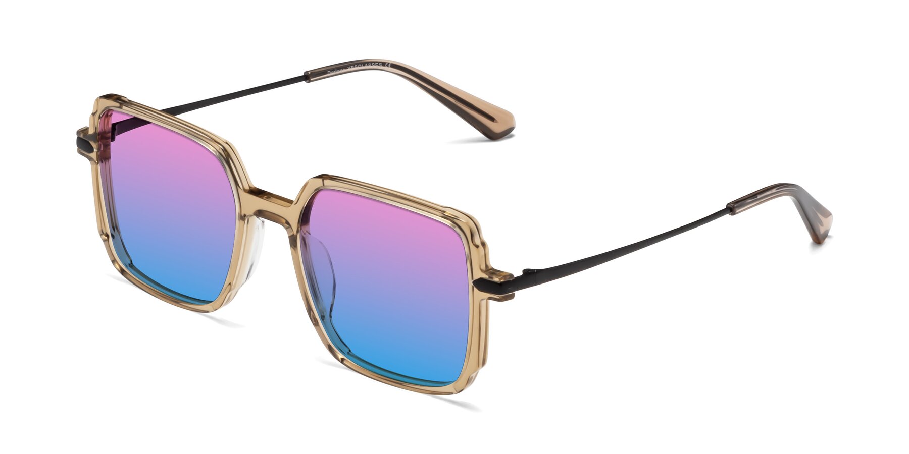 Angle of Darlene in Amber with Pink / Blue Gradient Lenses