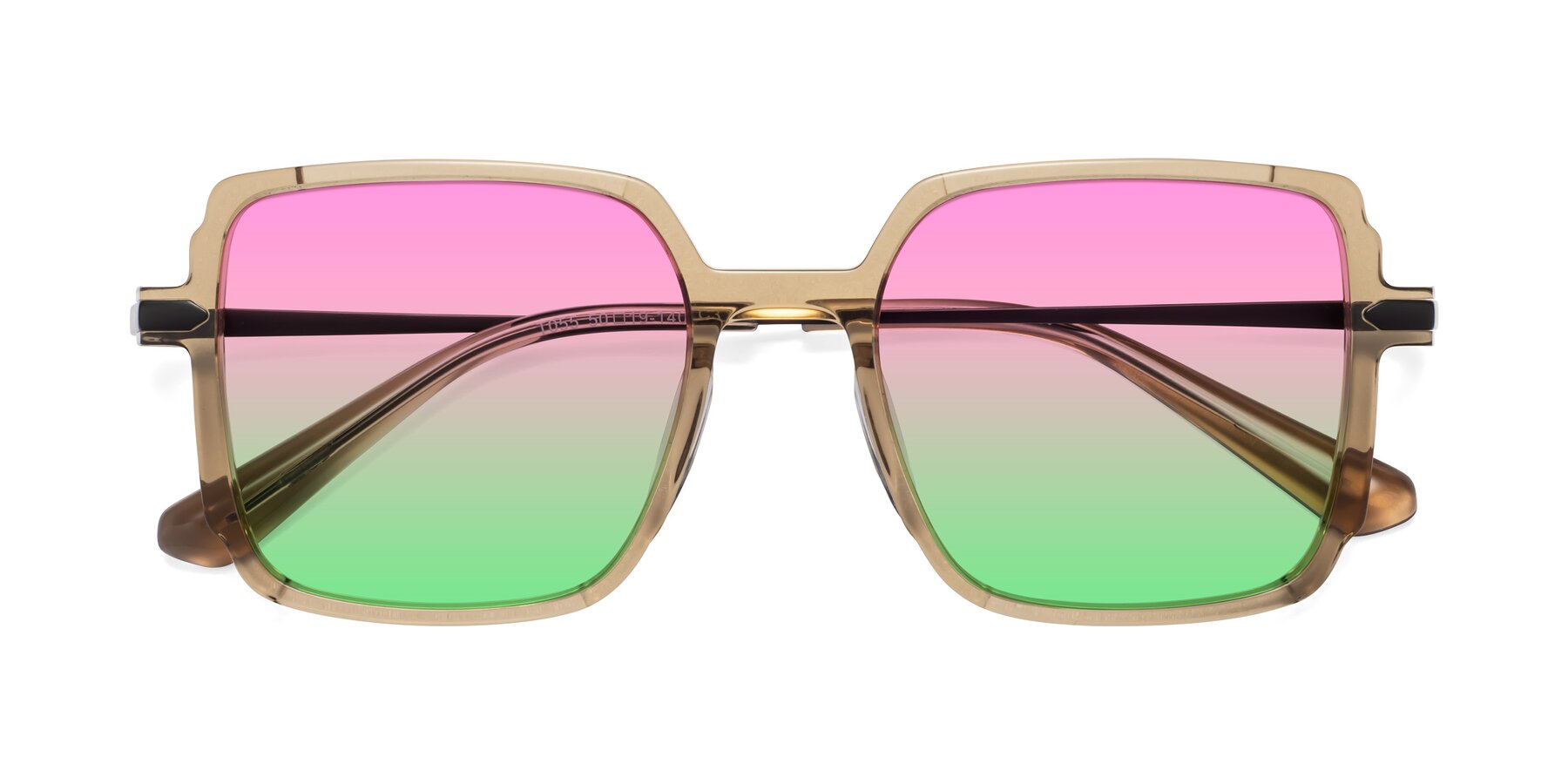 Folded Front of Darlene in Amber with Pink / Green Gradient Lenses