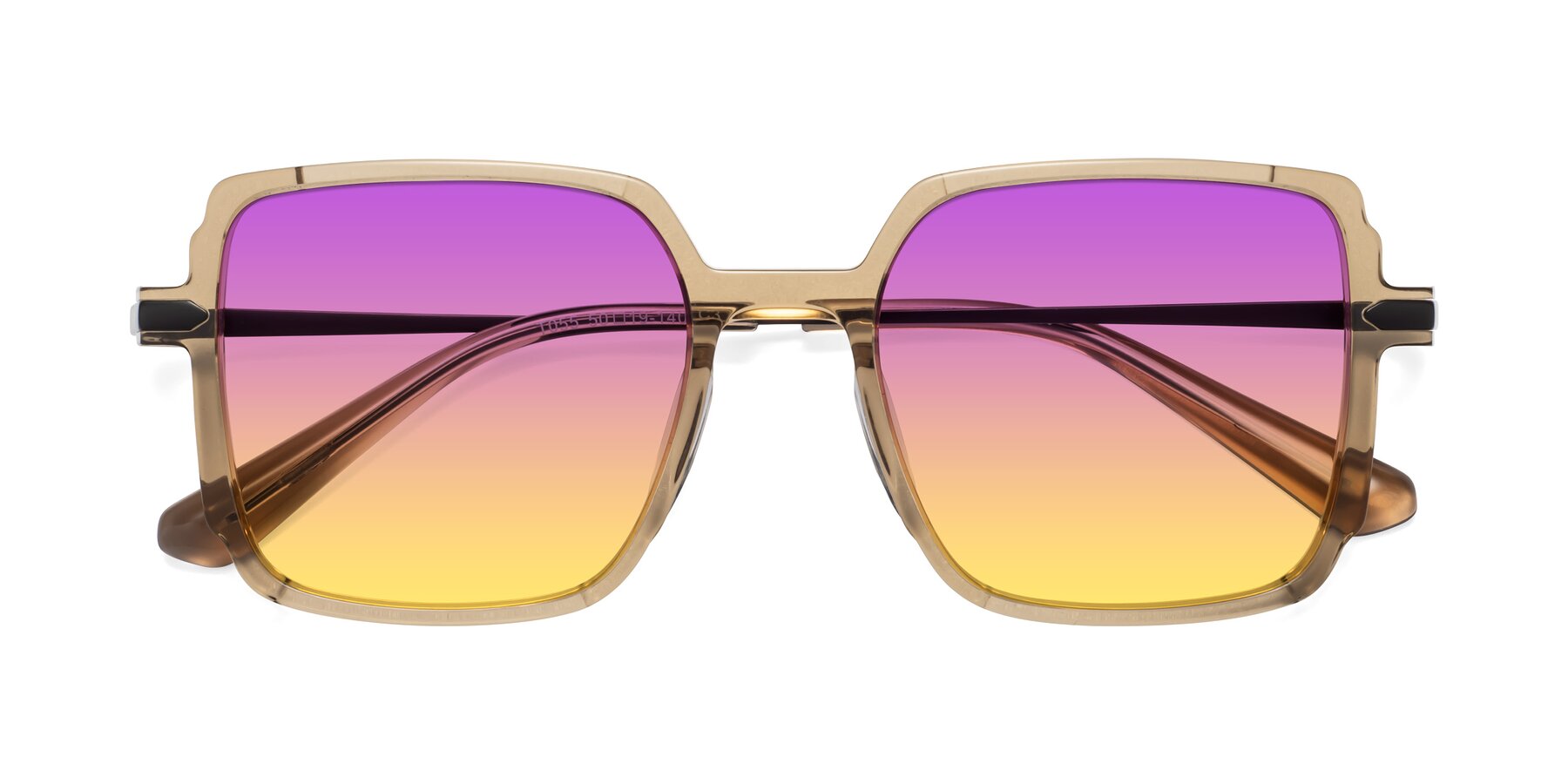 Folded Front of Darlene in Amber with Purple / Yellow Gradient Lenses