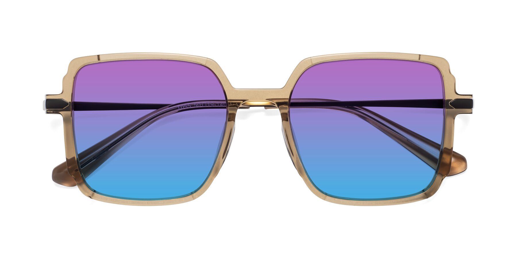 Folded Front of Darlene in Amber with Purple / Blue Gradient Lenses