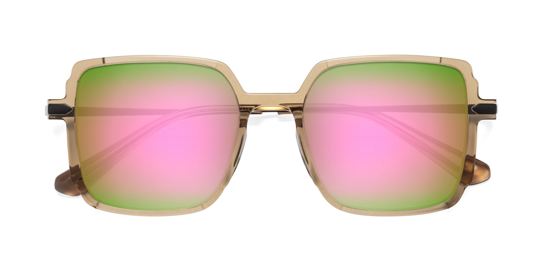Folded Front of Darlene in Amber with Pink Mirrored Lenses