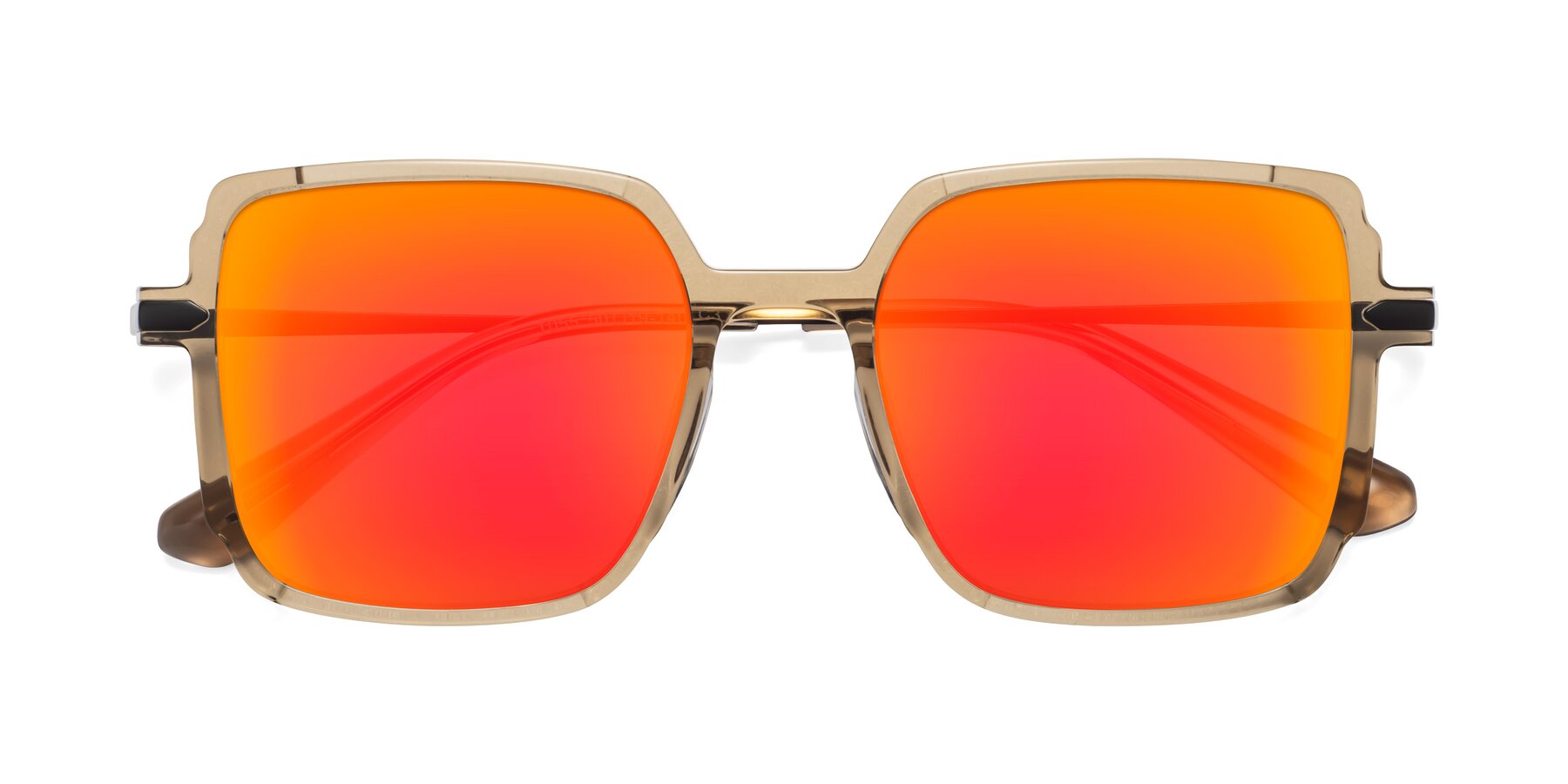 Folded Front of Darlene in Amber with Red Gold Mirrored Lenses