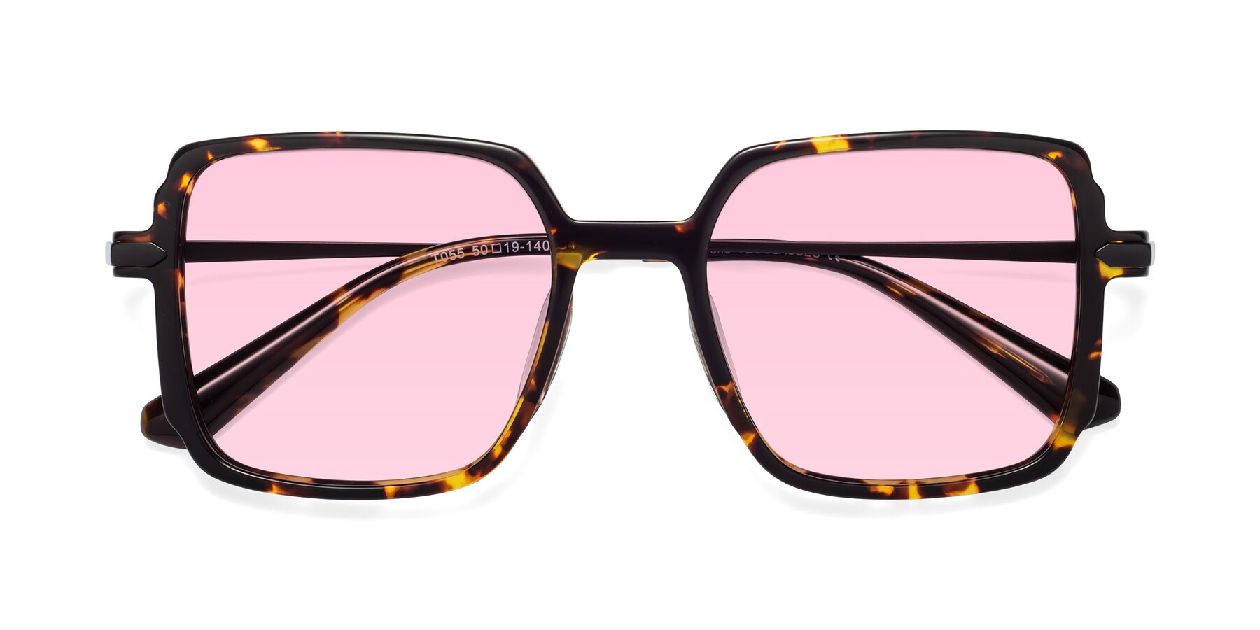 Folded Front of Darlene in Tortoise with Light Pink Tinted Lenses