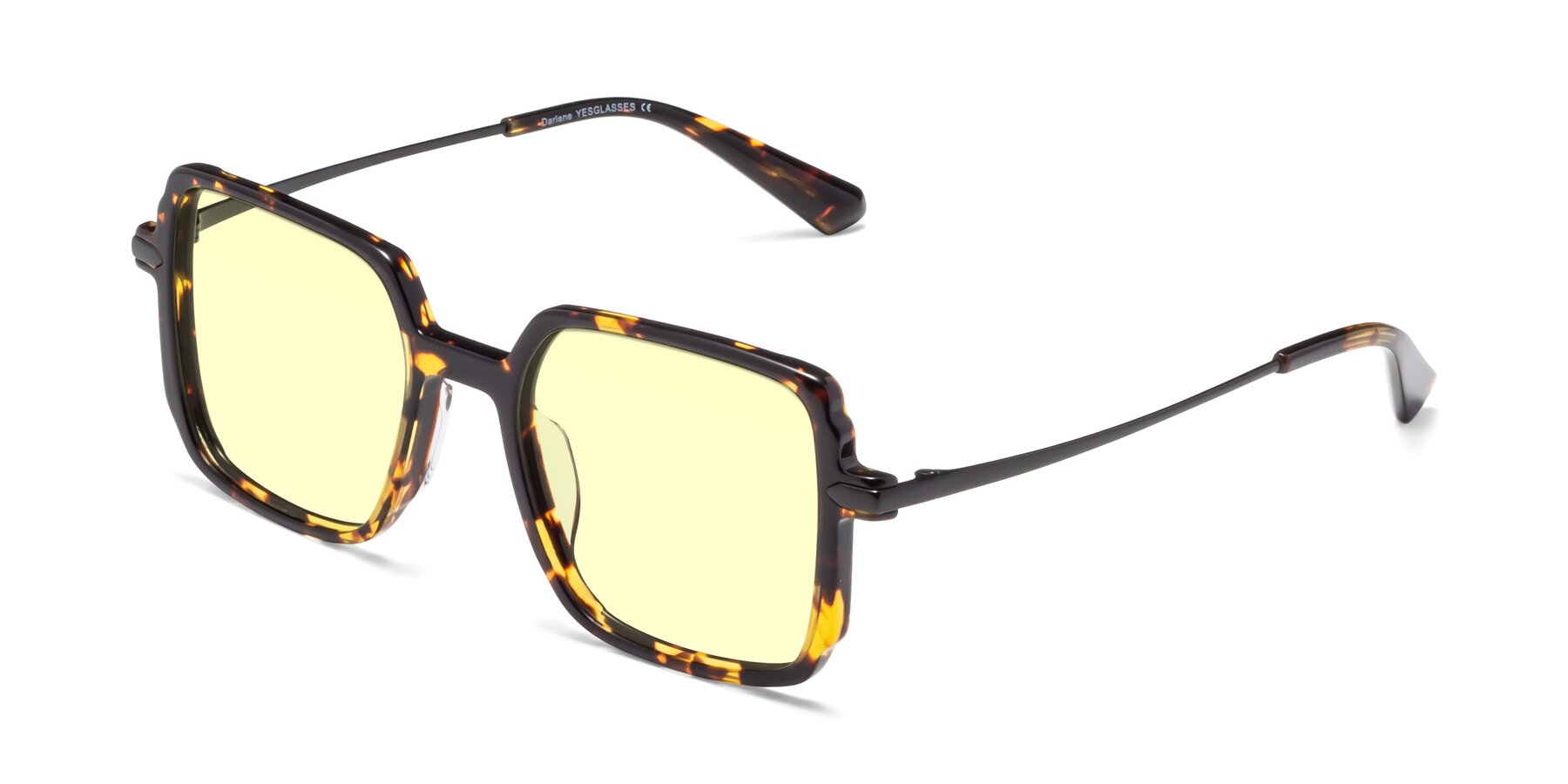 Angle of Darlene in Tortoise with Light Yellow Tinted Lenses