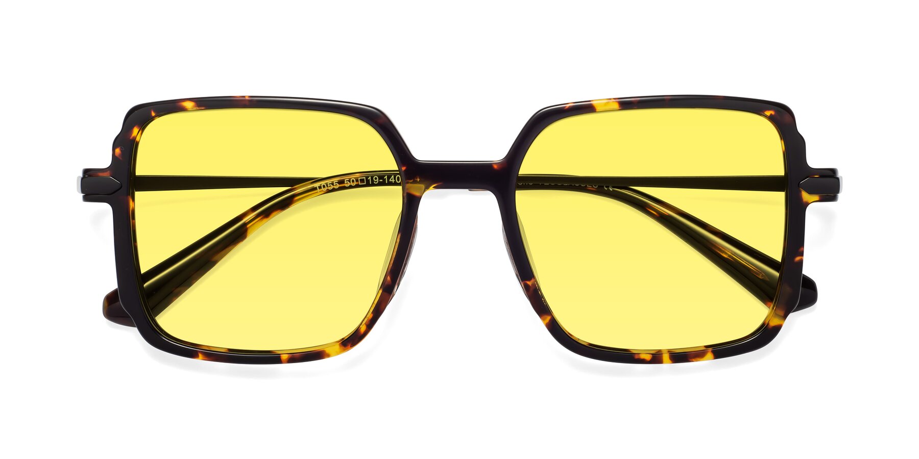 Folded Front of Darlene in Tortoise with Medium Yellow Tinted Lenses