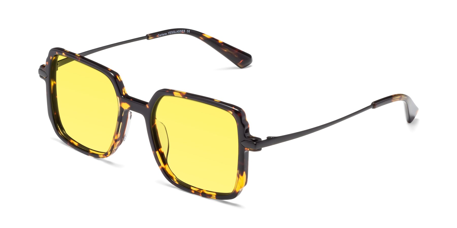 Angle of Darlene in Tortoise with Medium Yellow Tinted Lenses