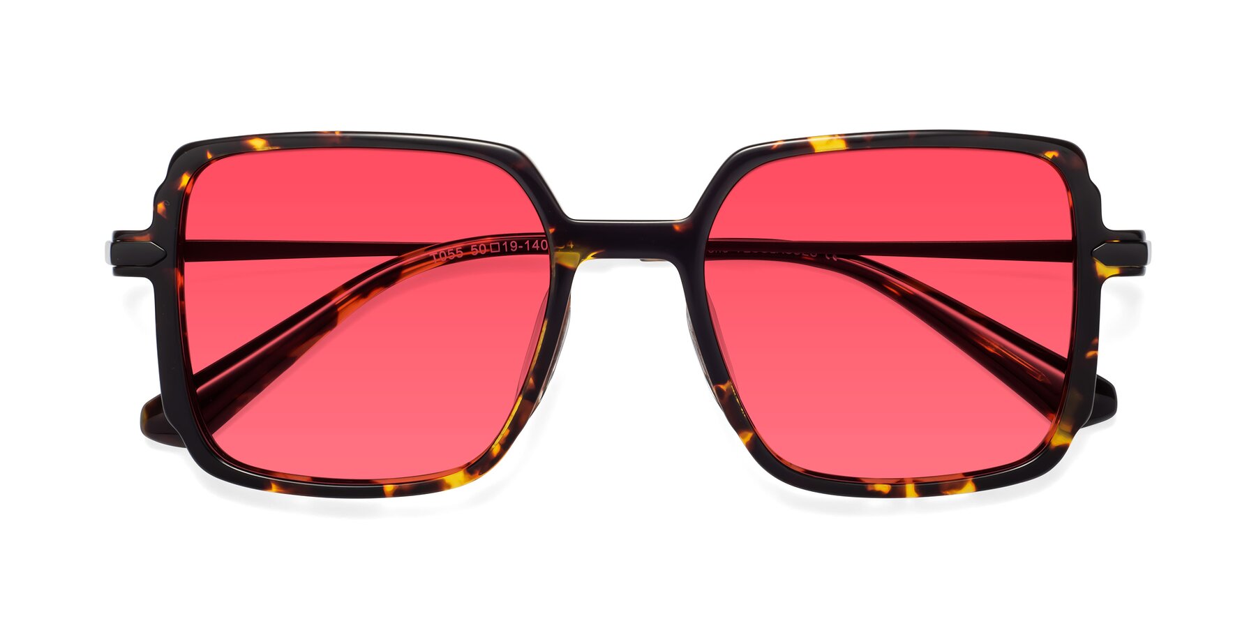 Folded Front of Darlene in Tortoise with Red Tinted Lenses