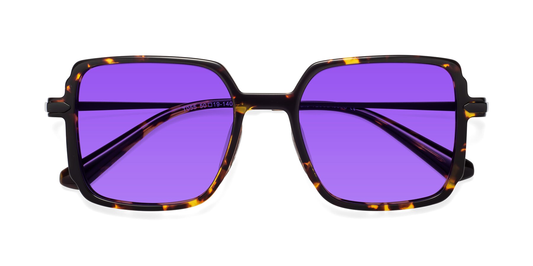 Folded Front of Darlene in Tortoise with Purple Tinted Lenses