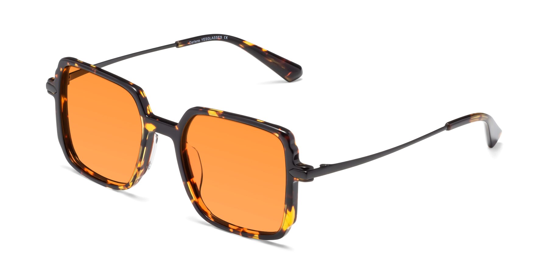 Angle of Darlene in Tortoise with Orange Tinted Lenses