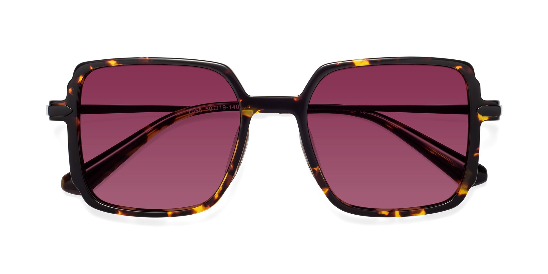 Folded Front of Darlene in Tortoise with Wine Tinted Lenses