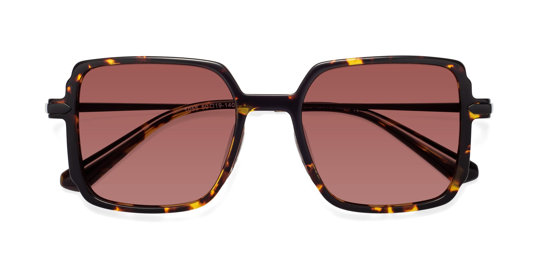 Folded Front of Darlene in Tortoise with Garnet Tinted Lenses