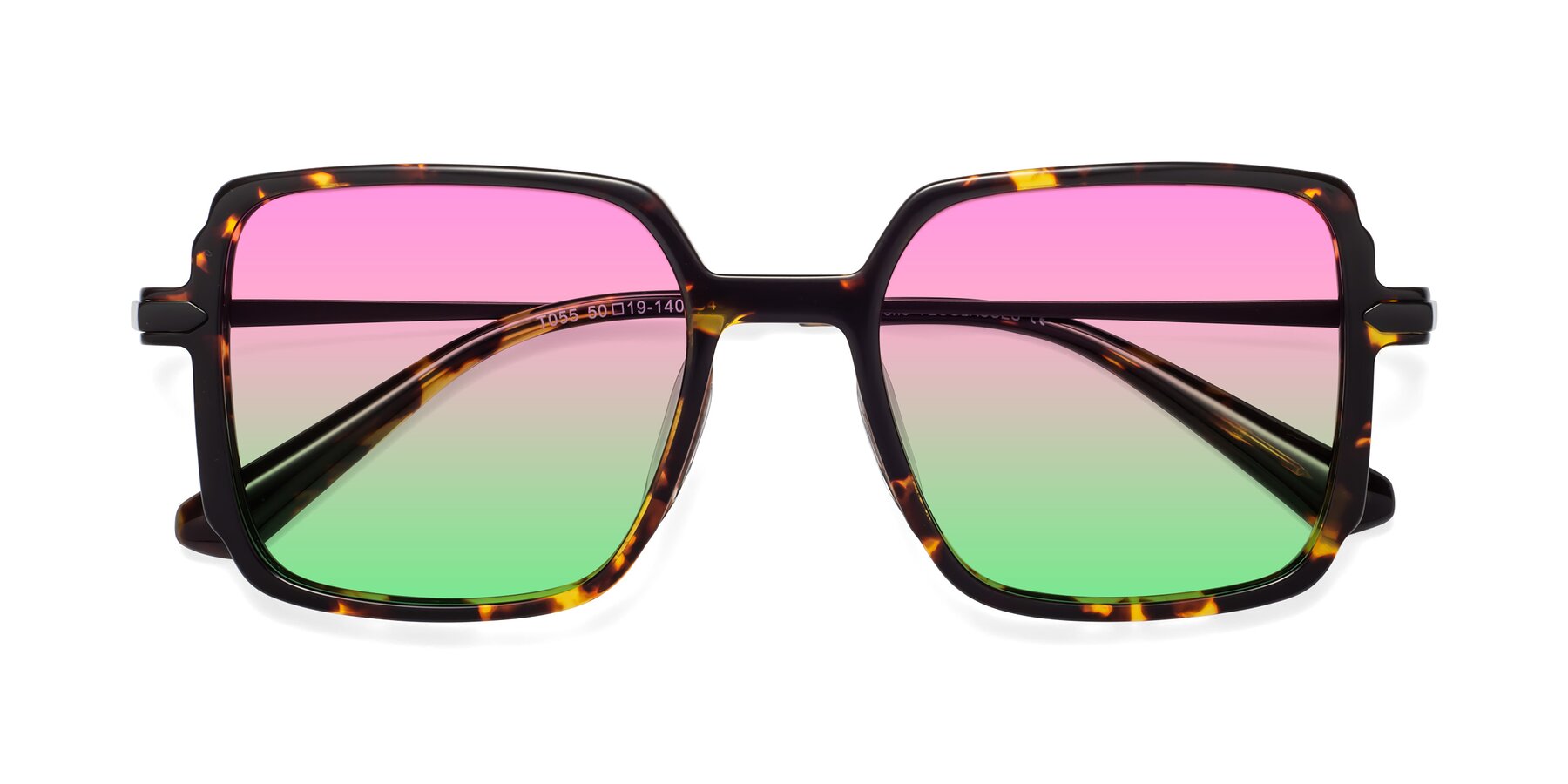 Folded Front of Darlene in Tortoise with Pink / Green Gradient Lenses