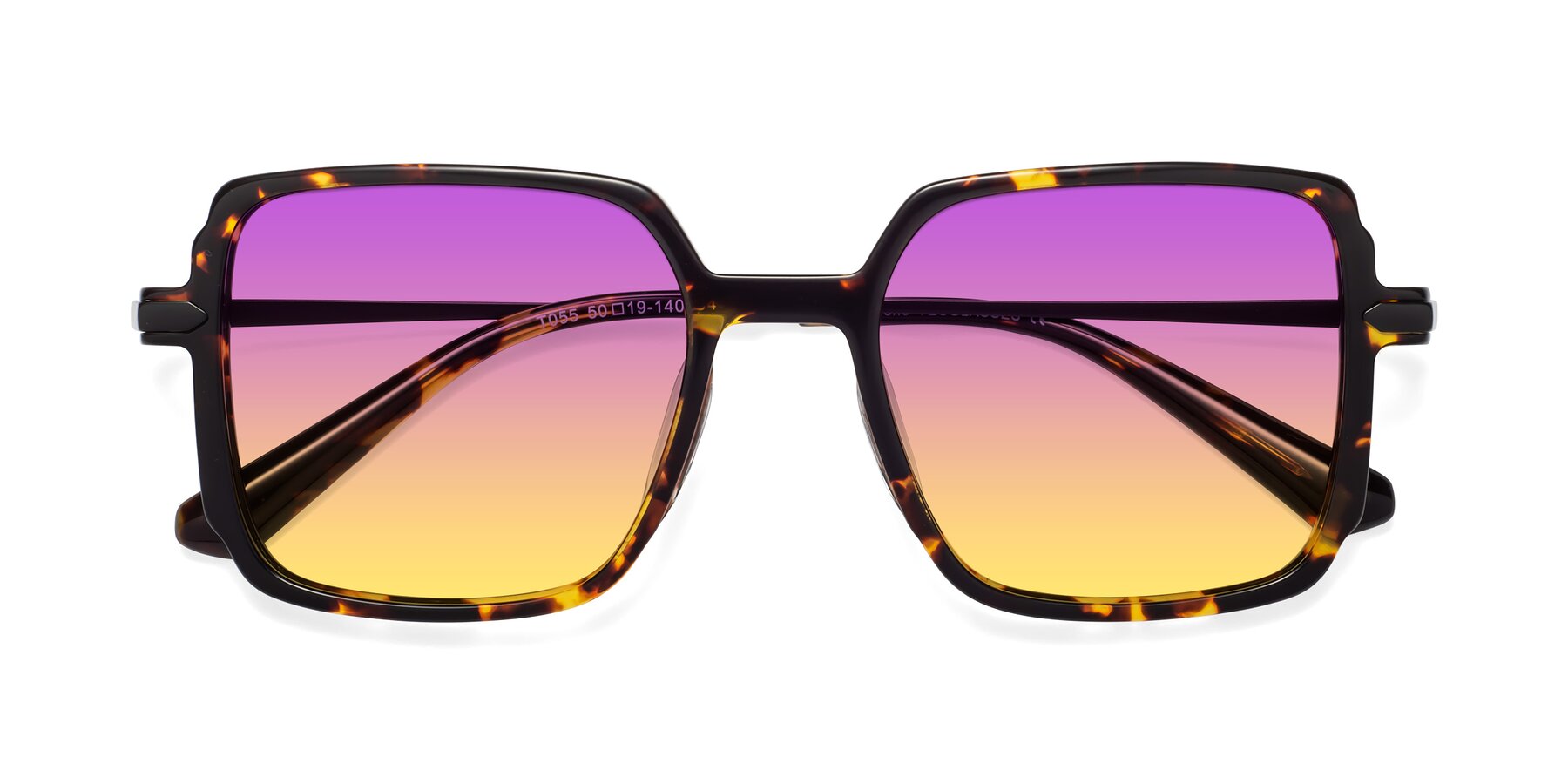 Folded Front of Darlene in Tortoise with Purple / Yellow Gradient Lenses