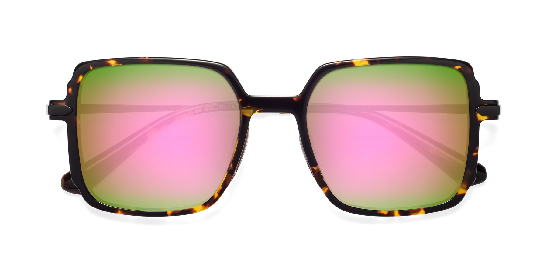 Folded Front of Darlene in Tortoise with Pink Mirrored Lenses