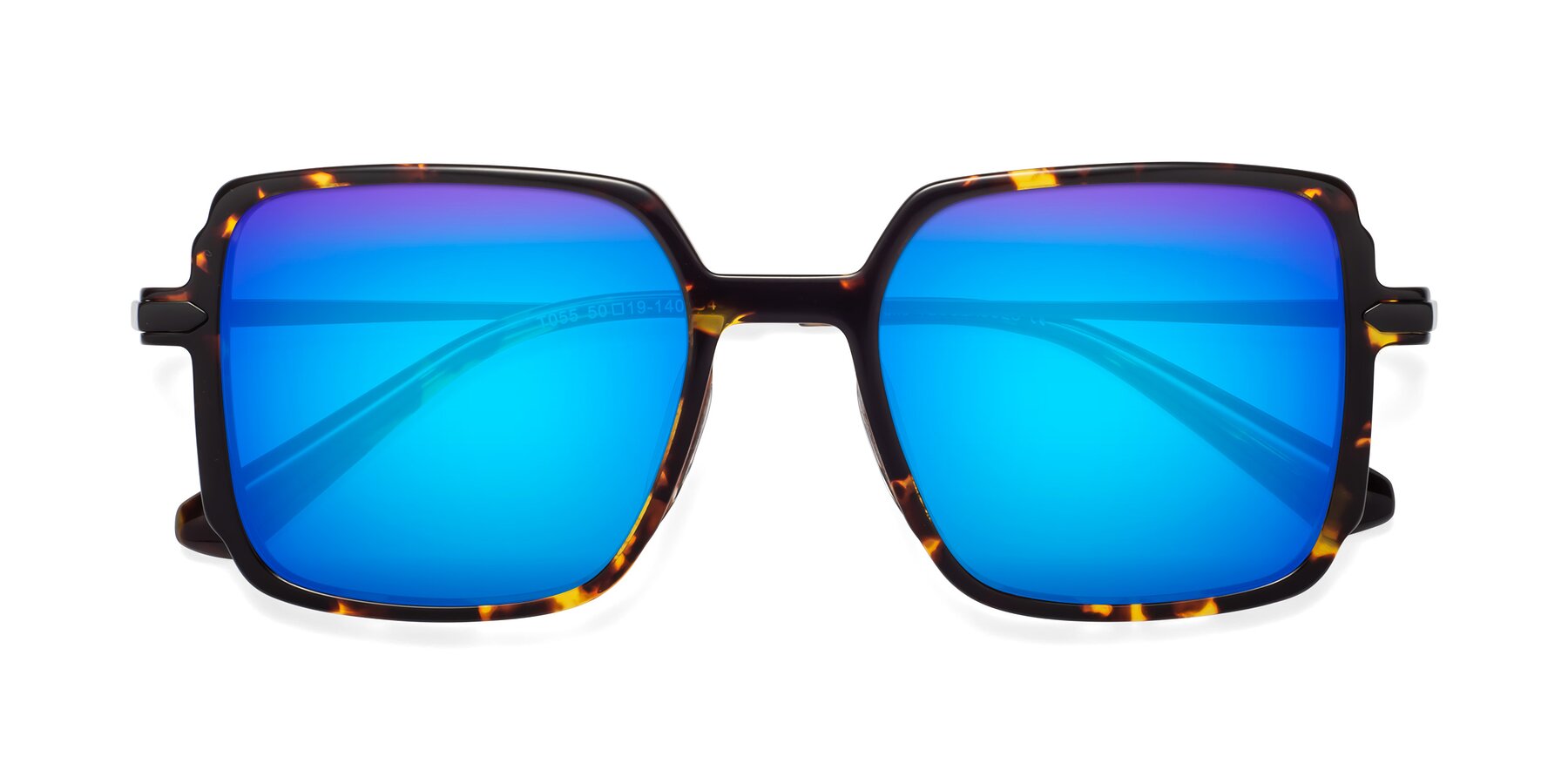 Folded Front of Darlene in Tortoise with Blue Mirrored Lenses
