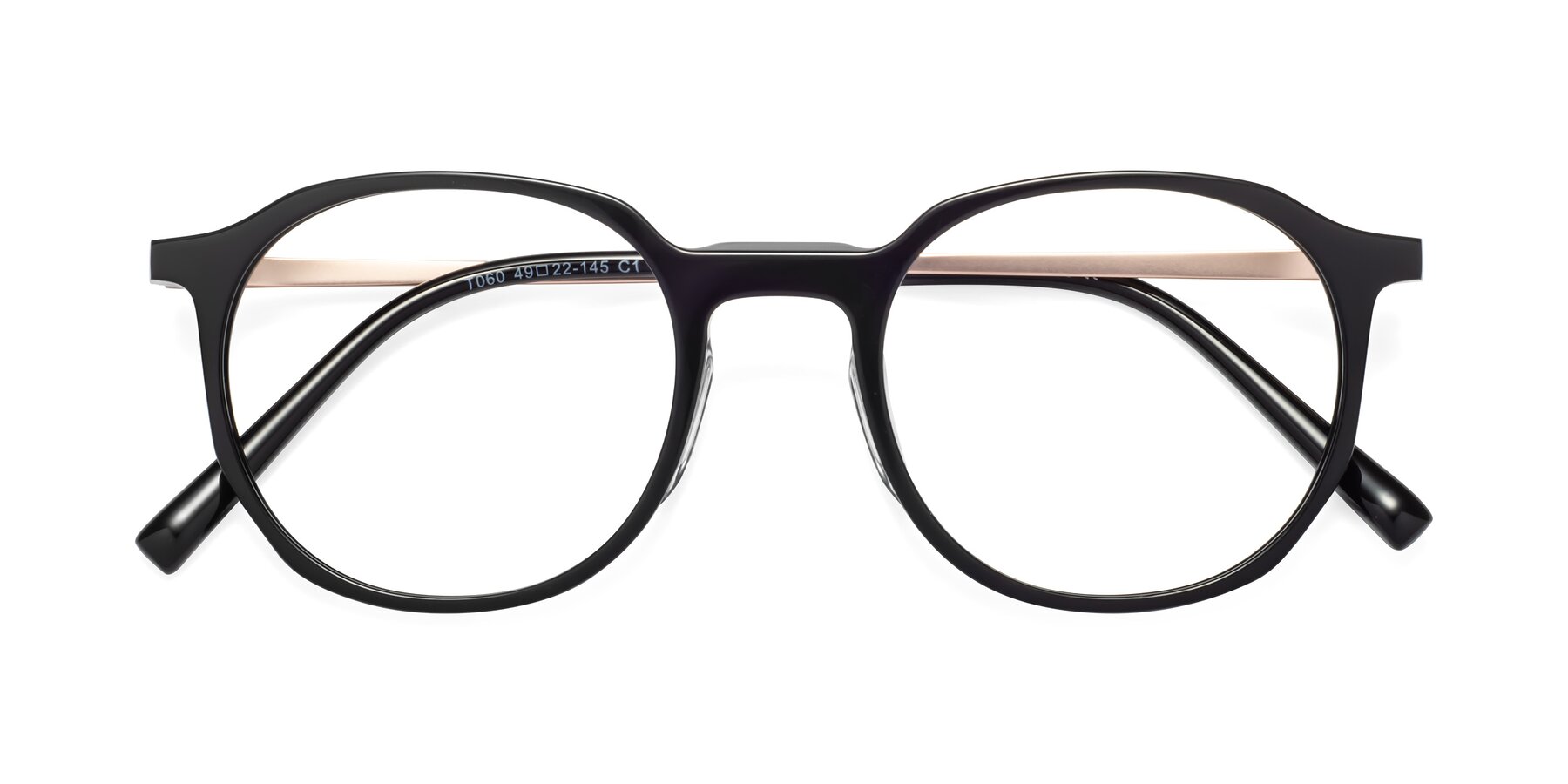 Folded Front of Ammie in Black with Clear Blue Light Blocking Lenses