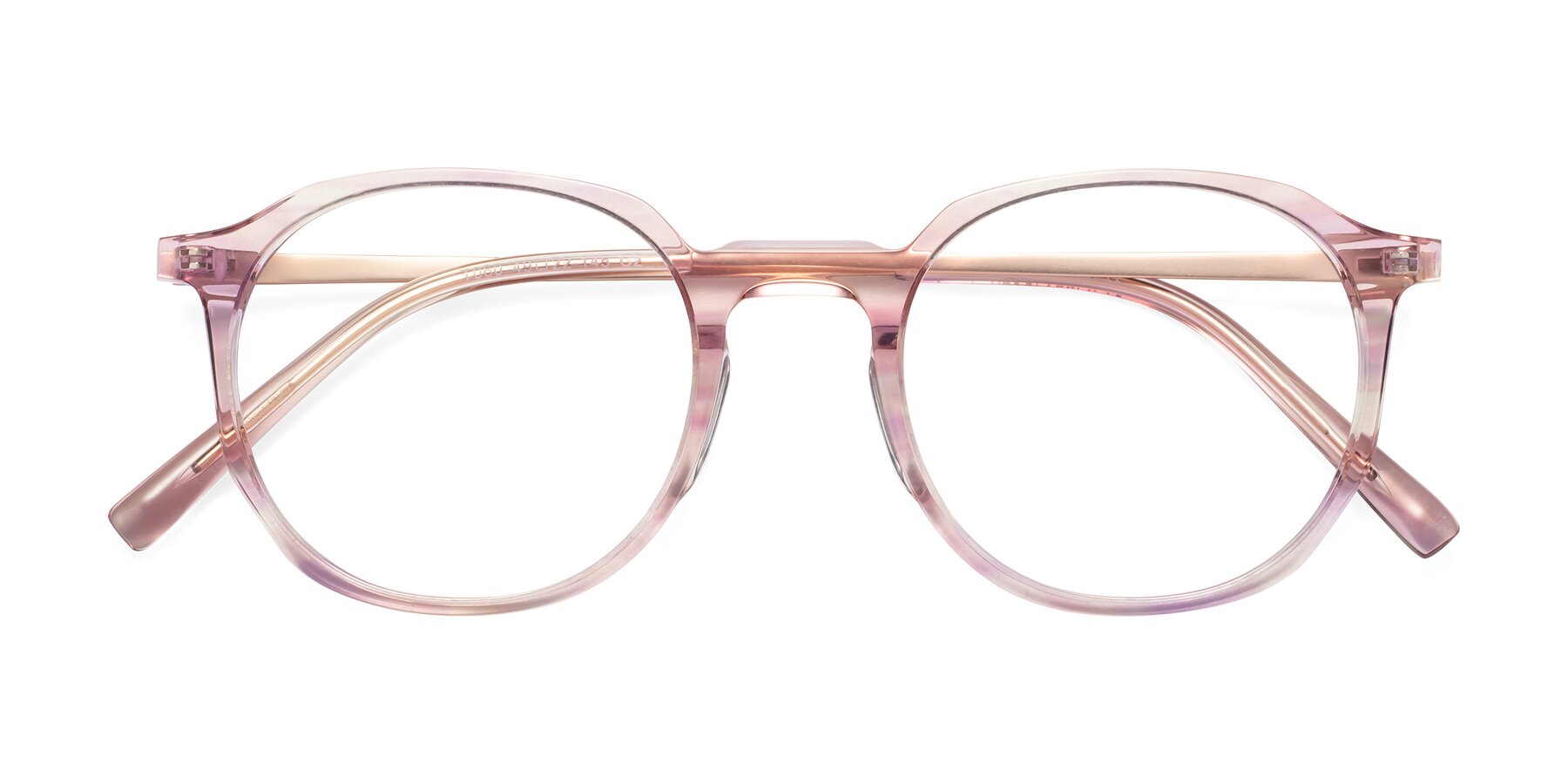 Folded Front of Ammie in Transparent Pink with Clear Blue Light Blocking Lenses