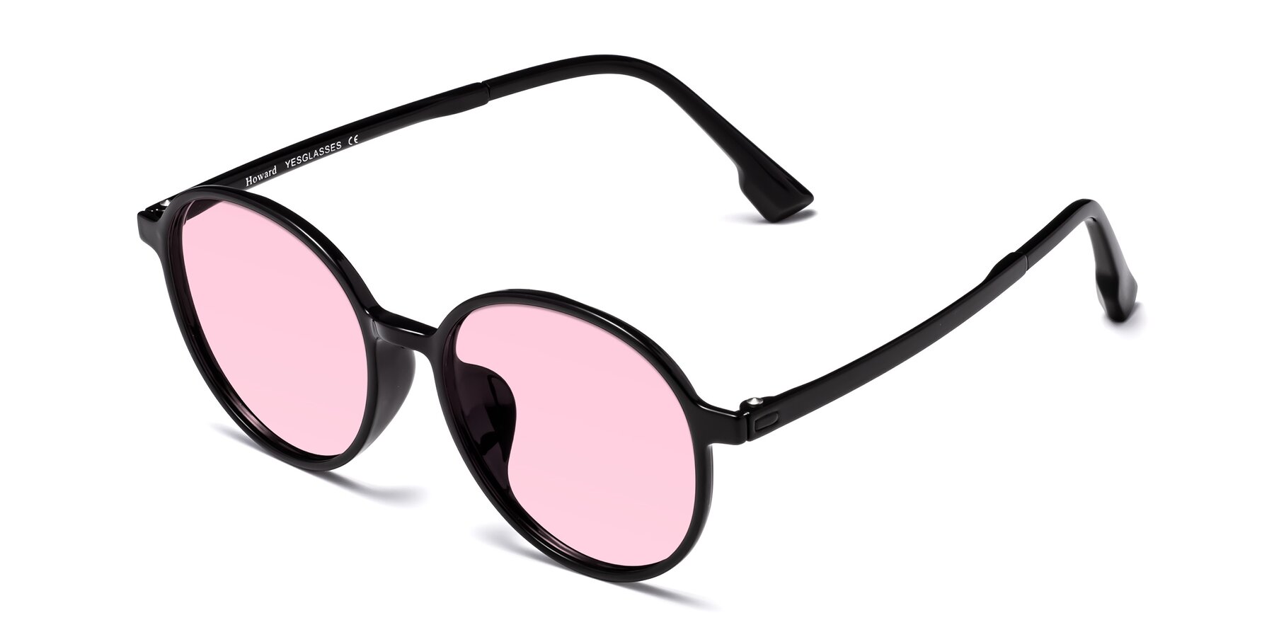 Angle of Howard in Black with Light Pink Tinted Lenses
