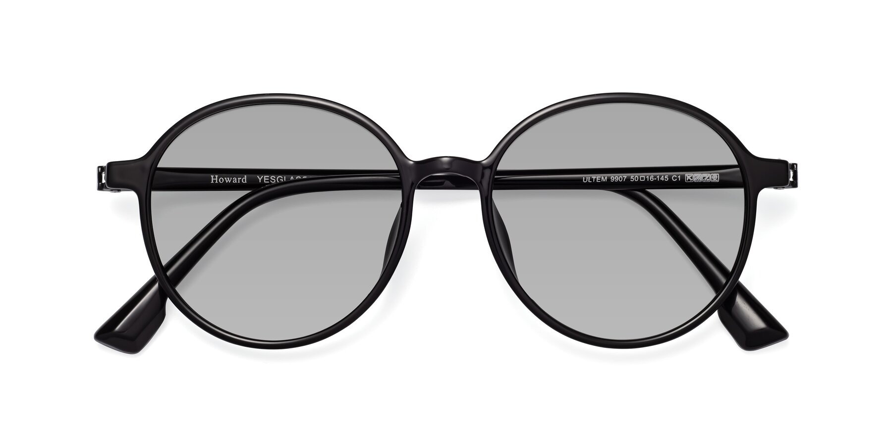 Folded Front of Howard in Black with Light Gray Tinted Lenses