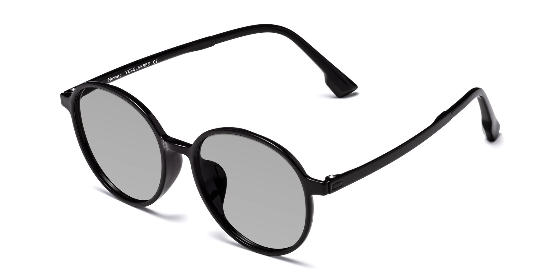 Angle of Howard in Black with Light Gray Tinted Lenses