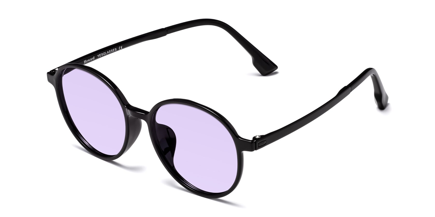 Angle of Howard in Black with Light Purple Tinted Lenses