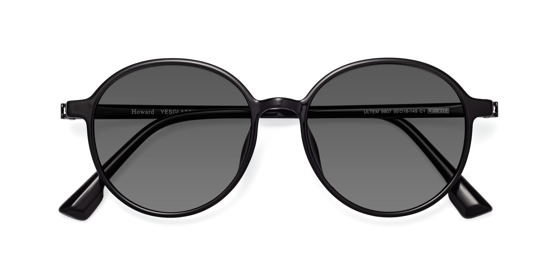 Folded Front of Howard in Black with Medium Gray Tinted Lenses