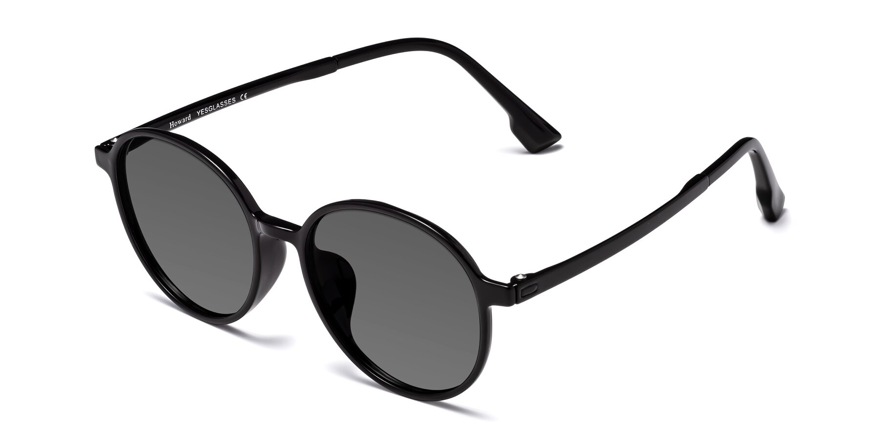Angle of Howard in Black with Medium Gray Tinted Lenses