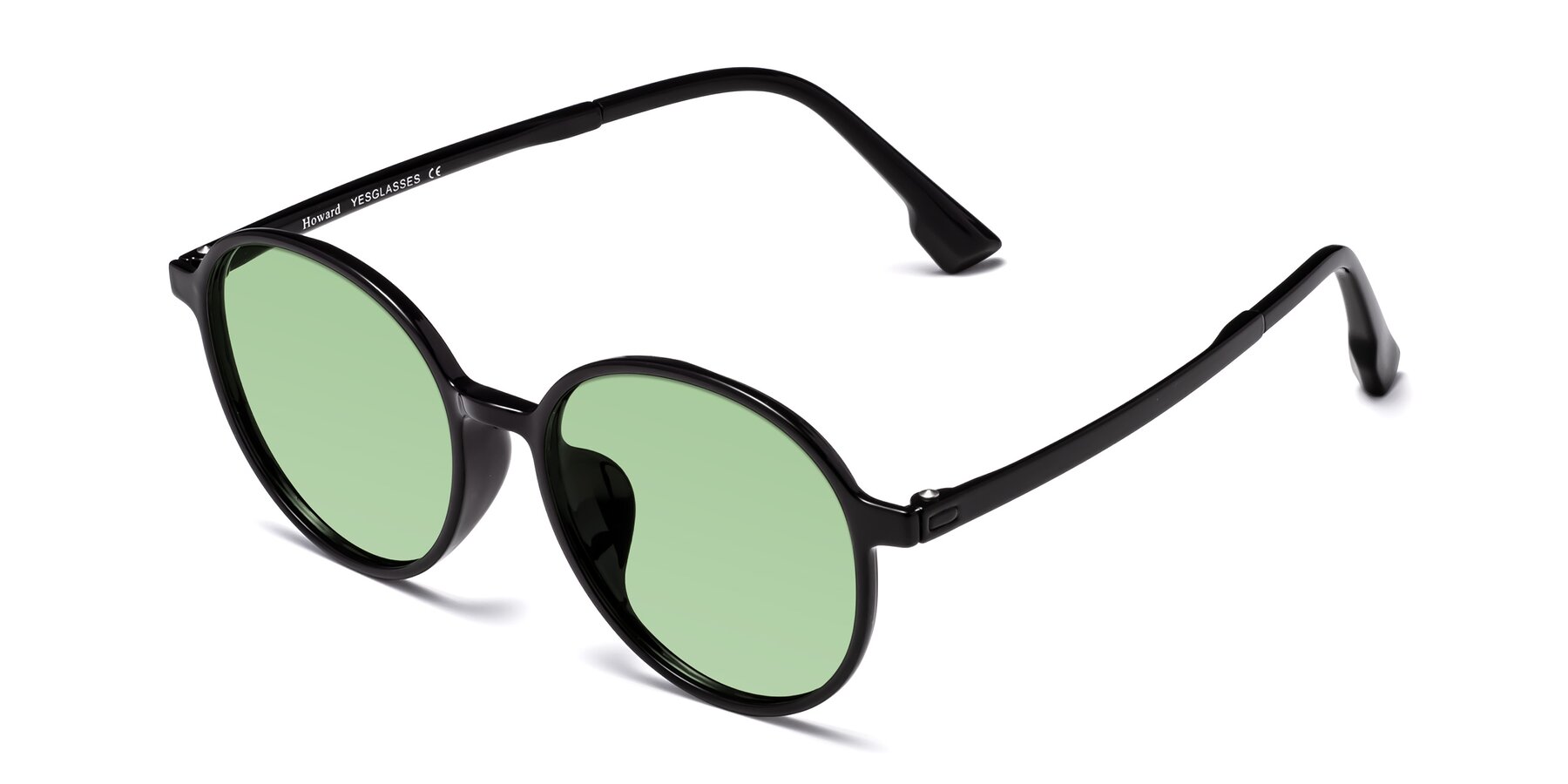 Angle of Howard in Black with Medium Green Tinted Lenses