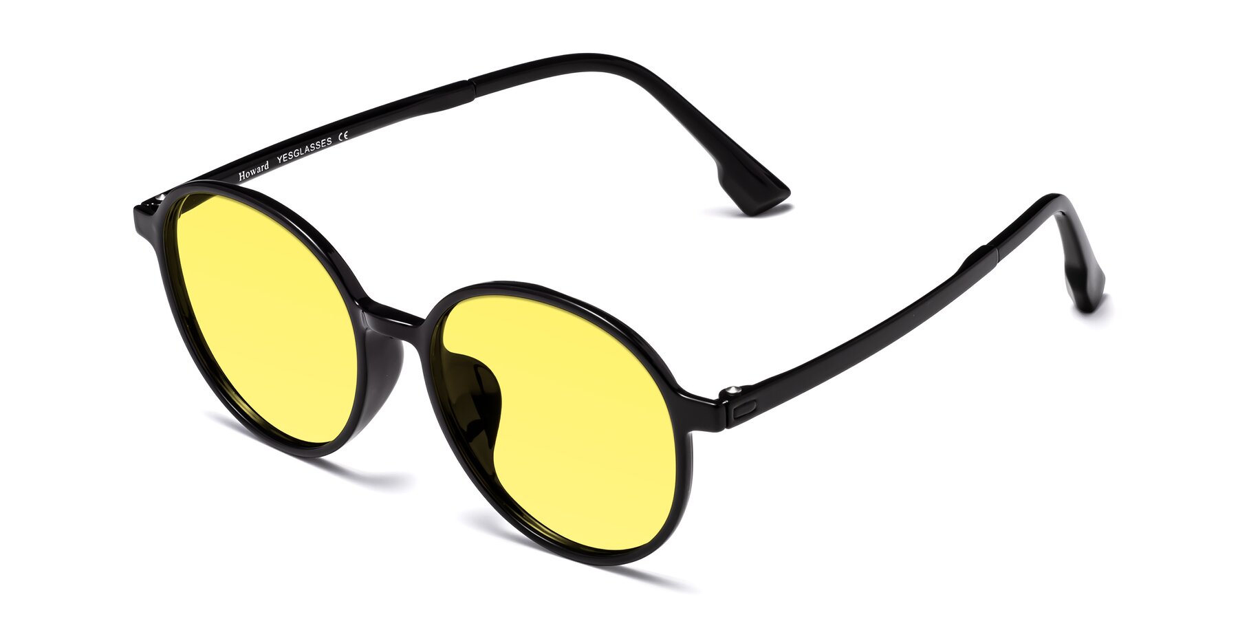 Angle of Howard in Black with Medium Yellow Tinted Lenses