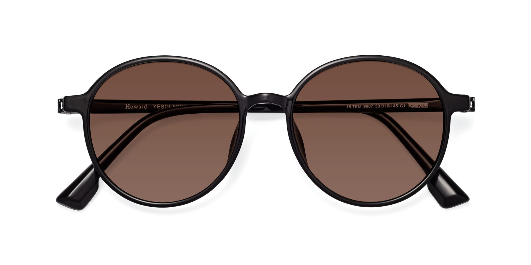 Folded Front of Howard in Black with Brown Tinted Lenses