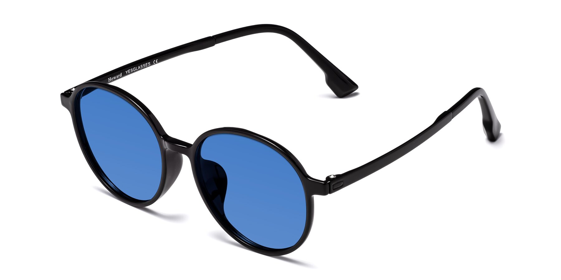 Angle of Howard in Black with Blue Tinted Lenses