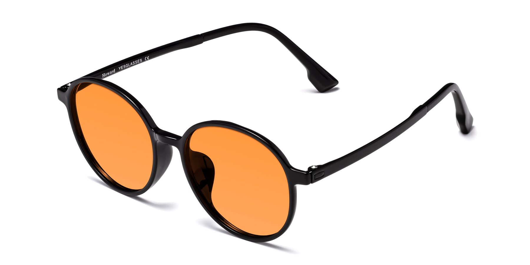 Angle of Howard in Black with Orange Tinted Lenses