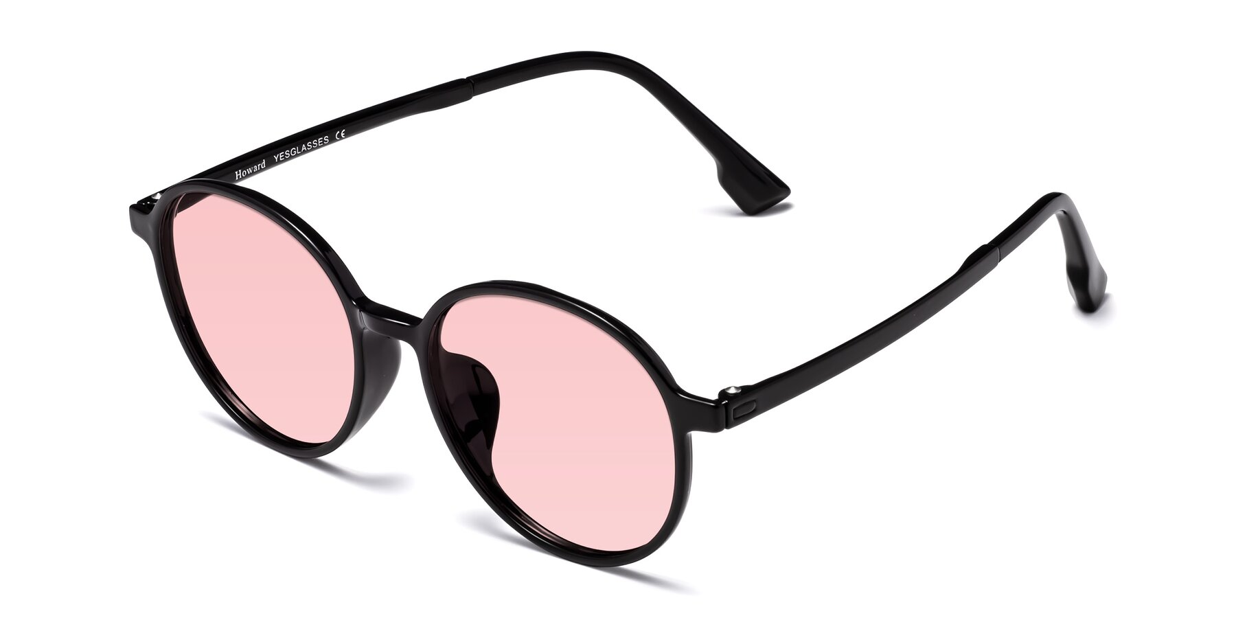 Angle of Howard in Black with Light Garnet Tinted Lenses