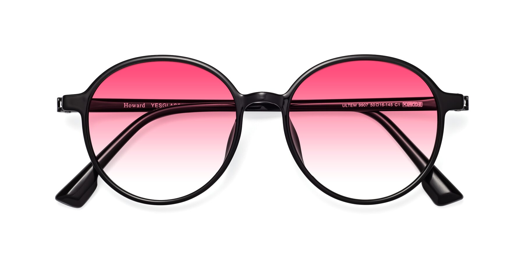 Folded Front of Howard in Black with Pink Gradient Lenses