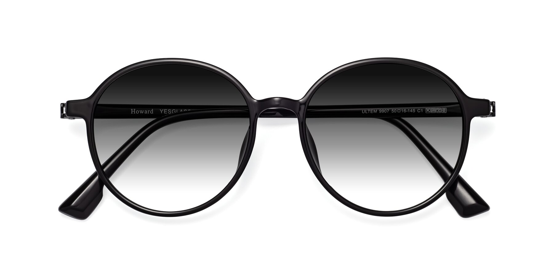 Folded Front of Howard in Black with Gray Gradient Lenses
