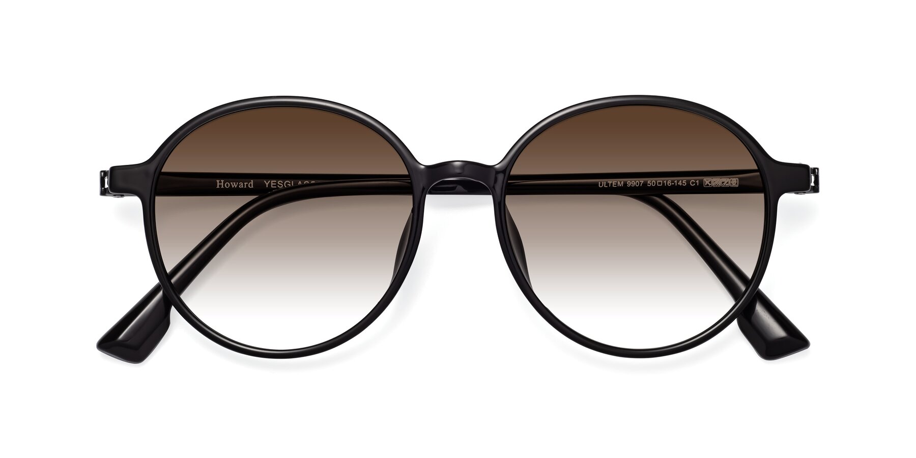 Folded Front of Howard in Black with Brown Gradient Lenses