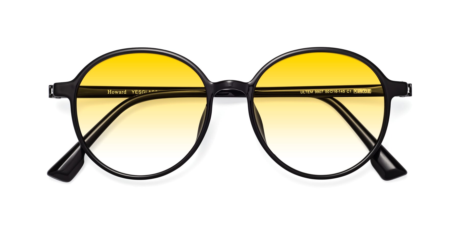 Folded Front of Howard in Black with Yellow Gradient Lenses