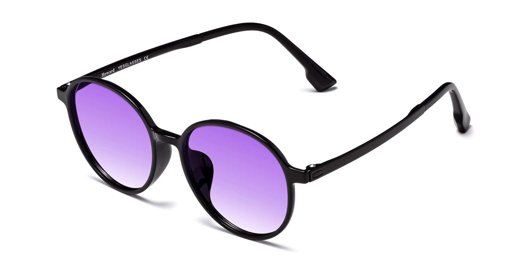 Angle of Howard in Black with Purple Gradient Lenses