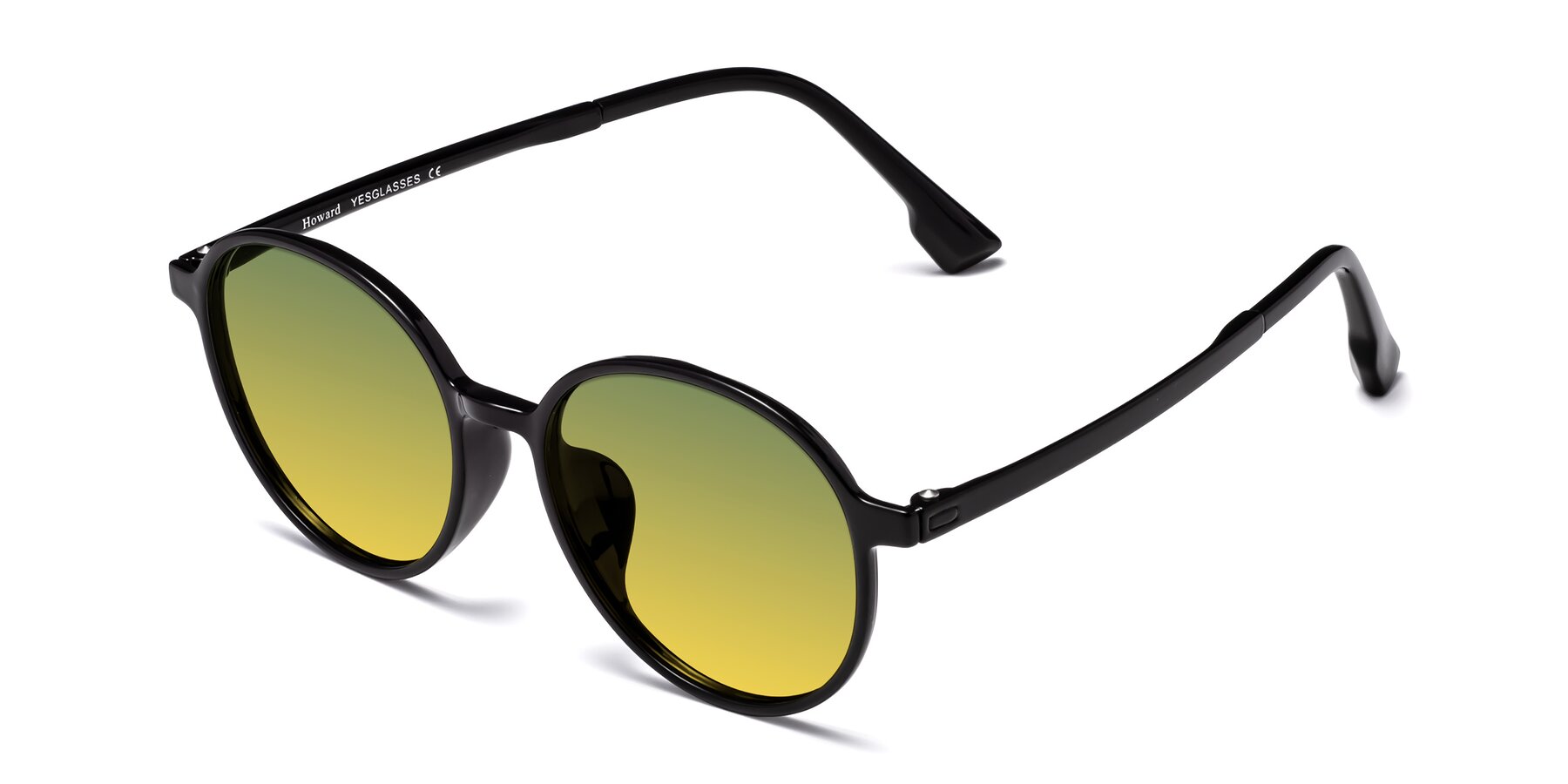 Angle of Howard in Black with Green / Yellow Gradient Lenses