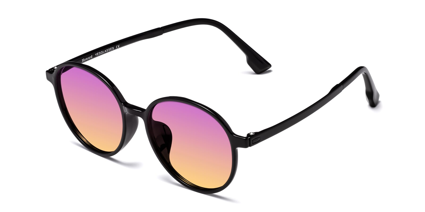 Angle of Howard in Black with Purple / Yellow Gradient Lenses