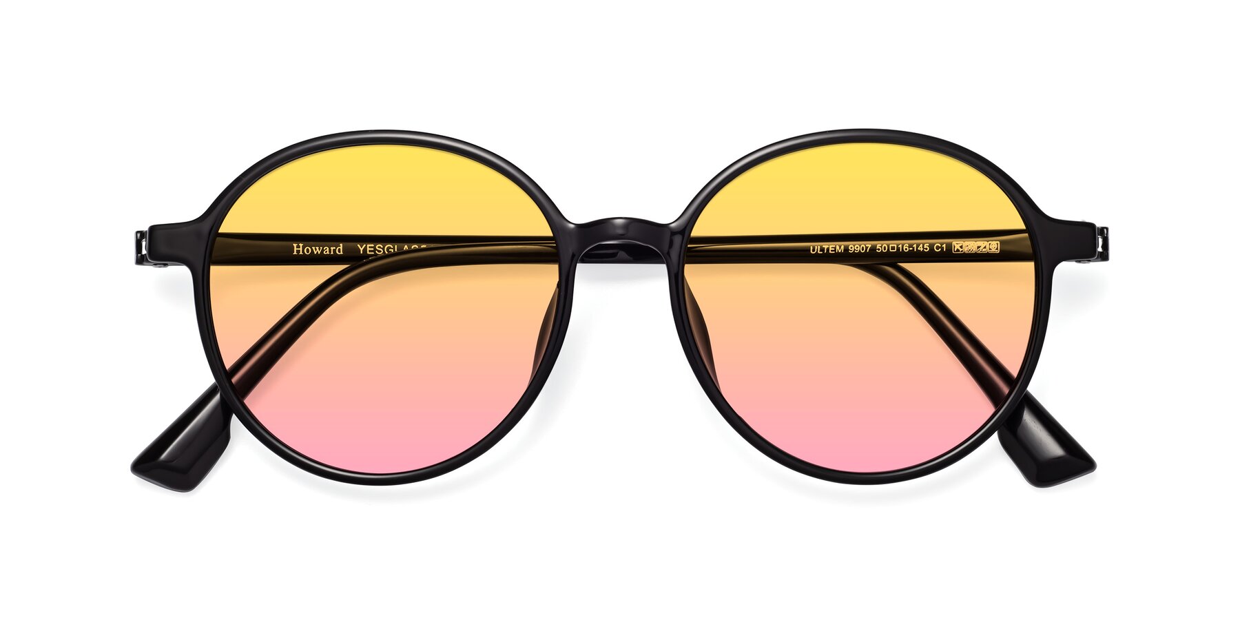 Folded Front of Howard in Black with Yellow / Pink Gradient Lenses