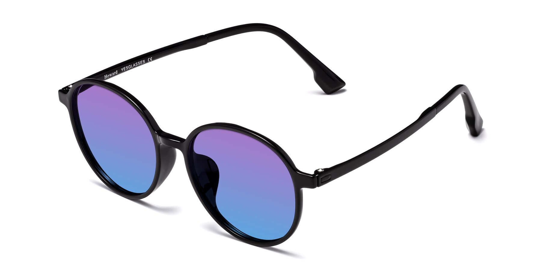 Angle of Howard in Black with Purple / Blue Gradient Lenses