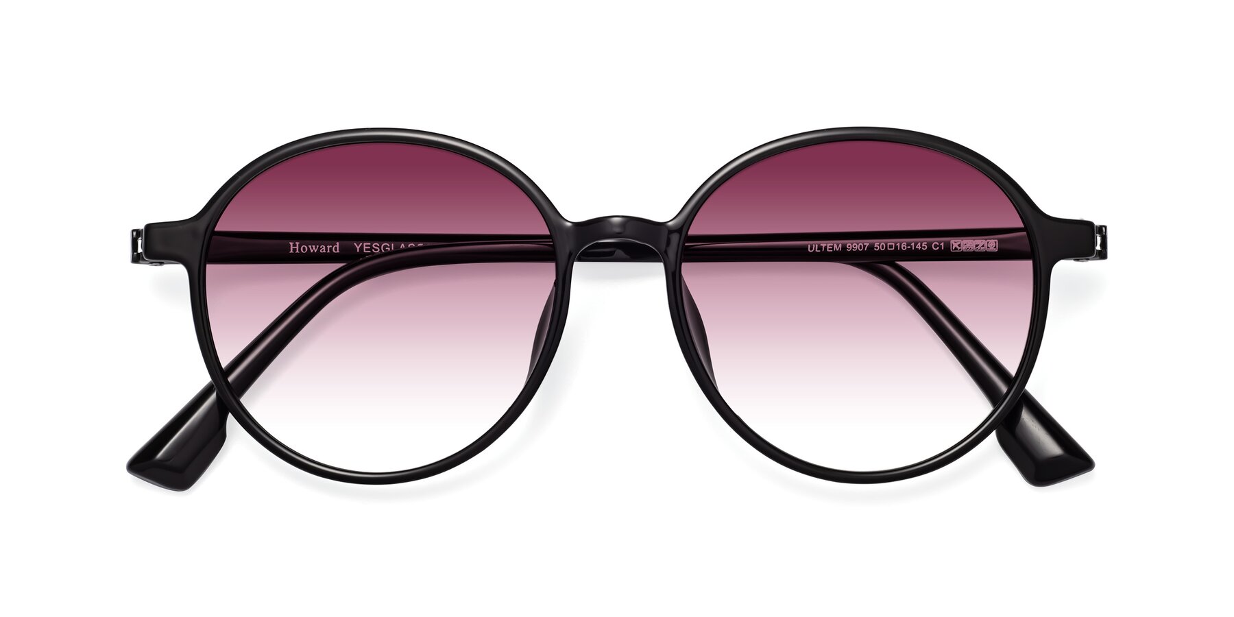 Folded Front of Howard in Black with Wine Gradient Lenses