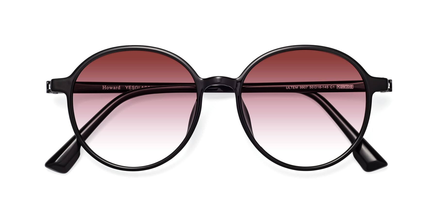 Folded Front of Howard in Black with Garnet Gradient Lenses