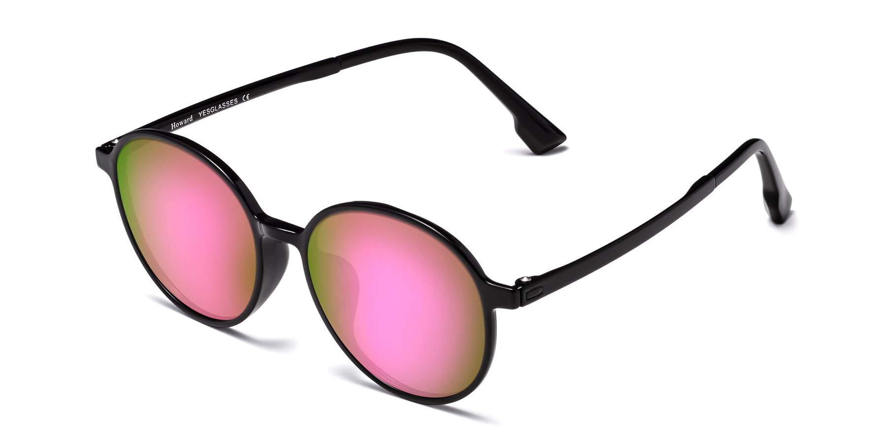 Angle of Howard in Black with Pink Mirrored Lenses