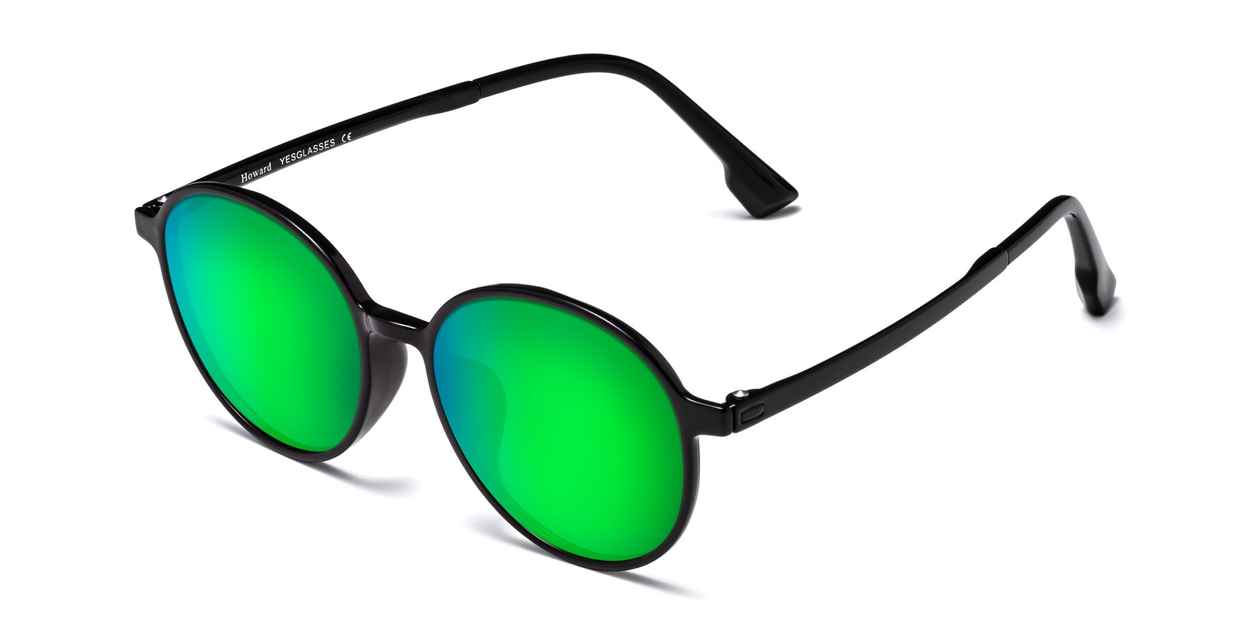 Angle of Howard in Black with Green Mirrored Lenses