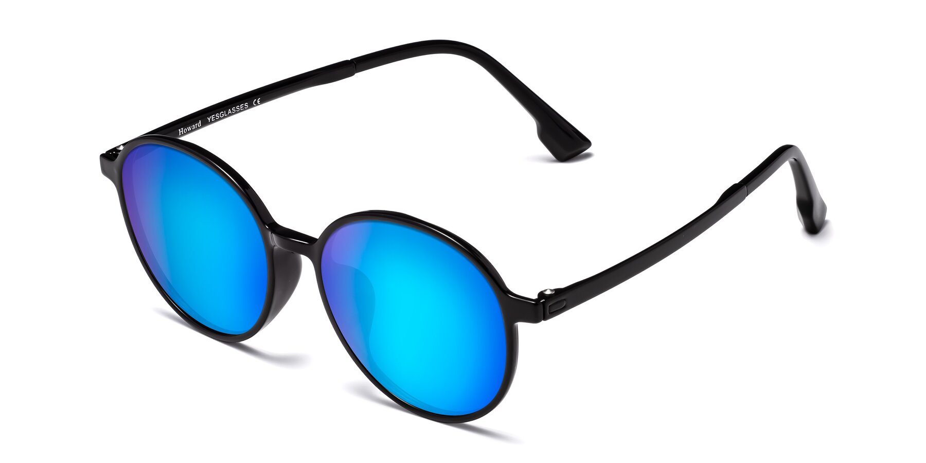 Angle of Howard in Black with Blue Mirrored Lenses
