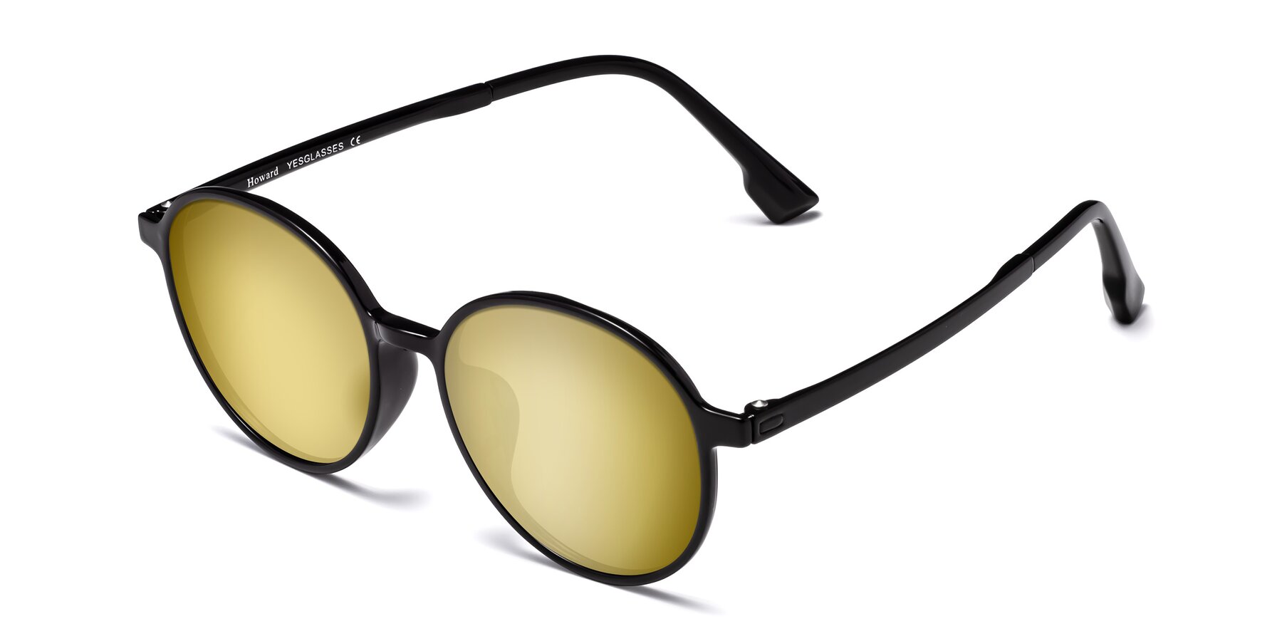 Angle of Howard in Black with Gold Mirrored Lenses