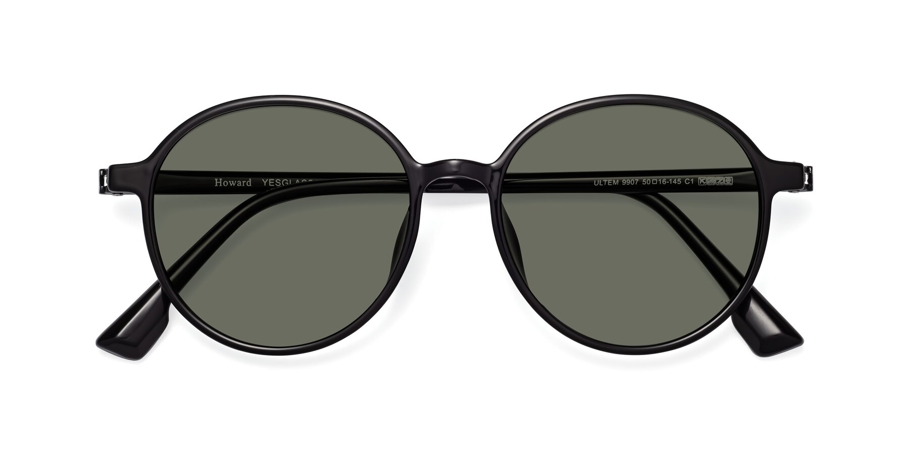 Folded Front of Howard in Black with Gray Polarized Lenses